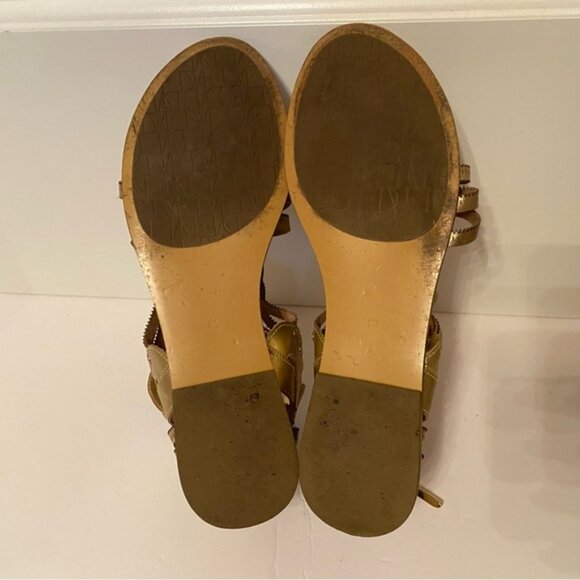 DIANE VON FURSTENBERG SHOES SANDALS THONG FLAT GLADIATOR STUDS GOLD LEATHER - Picture 12 of 12
